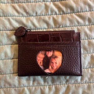 Brighton Brown Pebbled Leather Card Holder w/ Leather Croc